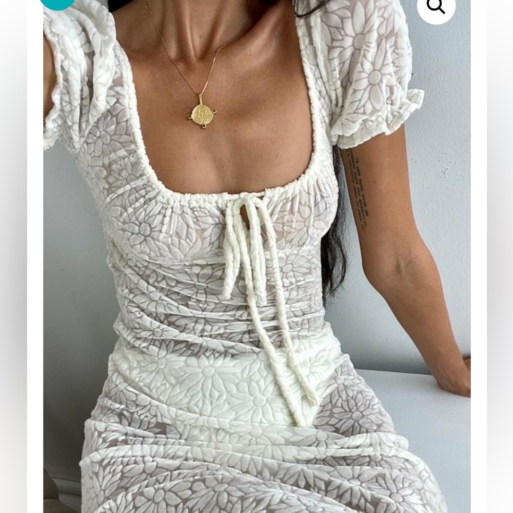 Sheer Cream Maxi Dress VRG GRL - Picture 2 of 16